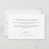 Moderne, schlichte Foto-Hochzeit Dankeskarte (Rückseite)