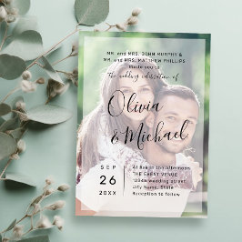 Moderne, schlichte Foto-Hochzeit Einladung