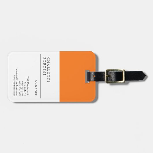 Moderne, schlichte, gelbgelbe Orangenfarbe Minimal Gepäckanhänger (Vorderseite horizontal)