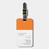 Moderne, schlichte, gelbgelbe Orangenfarbe Minimal Gepäckanhänger (Vorderseite vertikal)