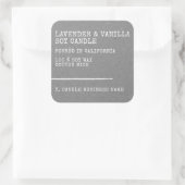 Moderne, schlichte, graue Kraft Papierkerzenmarken Quadratischer Aufkleber (Tasche)