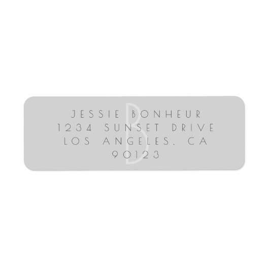 Moderne, schlichte, hellgraue Rücksendeadresse (Vorne)