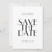 Moderne, schlichte Hochzeit in Schwarz-Weiß Save The Date (Vorderseite)
