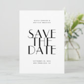 Moderne, schlichte Hochzeit in Schwarz-Weiß Save The Date (Stehend Vorderseite)