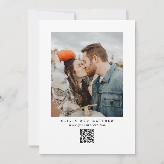 Moderne, schlichte Hochzeit in Schwarz-Weiß Save The Date (Rückseite)