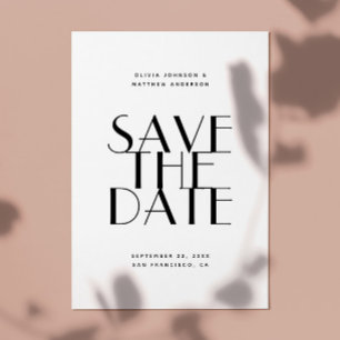 Moderne, schlichte Hochzeit in Schwarz-Weiß Save The Date