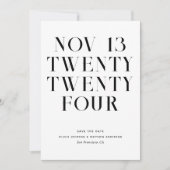 Moderne, schlichte Hochzeit in Schwarz-Weiß Save The Date (Vorderseite)