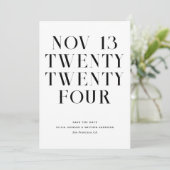 Moderne, schlichte Hochzeit in Schwarz-Weiß Save The Date (Stehend Vorderseite)