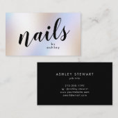 Moderne, schlichte holografische Shimmer-Nägel Visitenkarte (Vorne/Hinten)