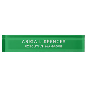 Moderne Schlichte Klasse Beruflich Kelly Green Namensplakette