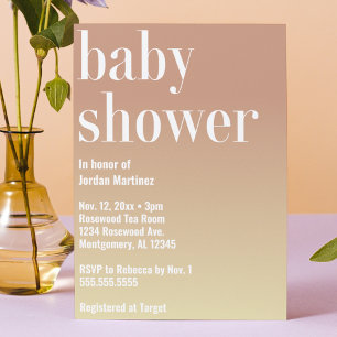 Moderne, schlichte, kühne Babydusche Einladung