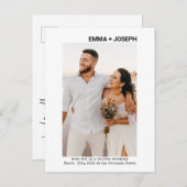 Moderne schlichte minimale Just-Eried Foto Hochzei Ankündigungspostkarte (Vorne/Hinten)