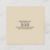Moderne Schlichte Minimalistische Beruflich Beige Quadratische Visitenkarte (Rückseite)
