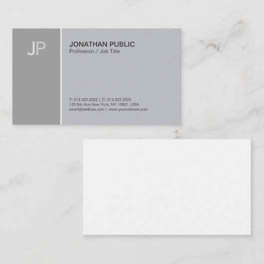 Moderne Schlichte Monogramm Grau Harmonie Visitenkarte (Vorne/Hinten)