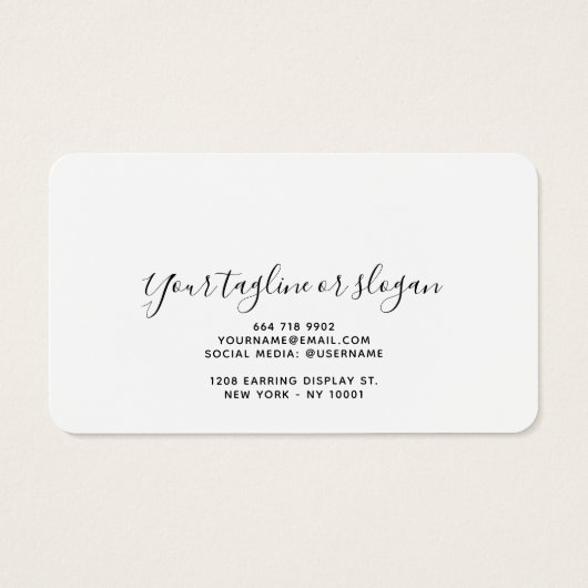 Moderne, schlichte Ohrring-Visitenkarten (Rückseite)