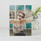 Moderne schlichte Partei für den weißen Foto Einladung (Stehend Vorderseite)