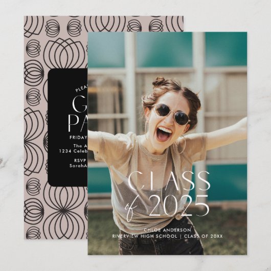 Moderne schlichte Partei für den weißen Foto Einladung (Vorne/Hinten)