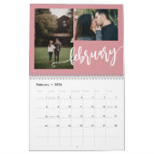 Moderne, schlichte, rosa Foto-Collage Kalender (Feb 2026)