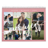 Moderne, schlichte, rosa Foto-Collage Kalender (Titelbild)