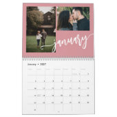 Moderne, schlichte, rosa Foto-Collage Kalender (Jan 2027)