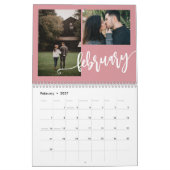 Moderne, schlichte, rosa Foto-Collage Kalender (Feb 2027)