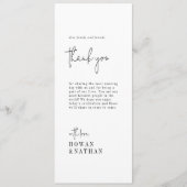 Moderne, schlichte Schwarz-Weiß-Dankeschön Tischka Menükarte (Vorderseite)