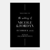 Moderne, schlichte Schwarz-Weiß-Hochzeit Willkomme Acrylschild (Vorderseite)