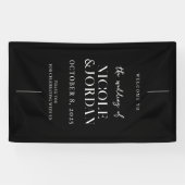 Moderne, schlichte Schwarz-Weiß-Hochzeit Willkomme Banner (Horizontal)