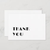 Moderne, schlichte, schwarz-weiße Hochzeit Dankeskarte (Vorne/Hinten)