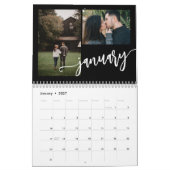 Moderne, schlichte schwarze Foto-Collage Kalender (Jan 2027)