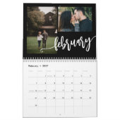 Moderne, schlichte schwarze Foto-Collage Kalender (Feb 2027)