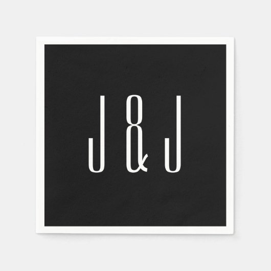 Moderne Schlichte Schwarze Hochzeit Serviette (Vorderseite)