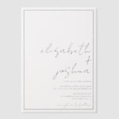 Moderne, schlichte, schwarze Schriftzeichen Pergament Einladungen (Vorderseite)