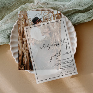 Moderne, schlichte, schwarze Schriftzeichen Pergament Einladungen