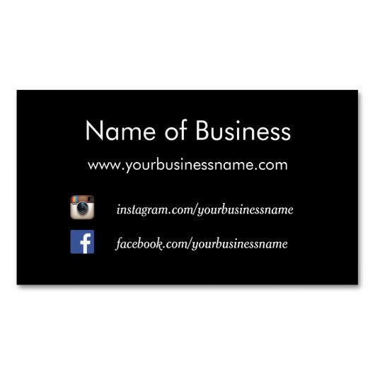 Moderne schlichte schwarze Sozialmedium-Website Magnetische Visitenkarte (Vorderseite)