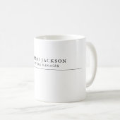 Moderne schlichte schwarze und weiße Professionali Kaffeetasse (VorderseiteRechts)