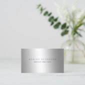 Moderne, schlichte silbergraue Metallfolie Visitenkarte (Stehend Vorderseite)