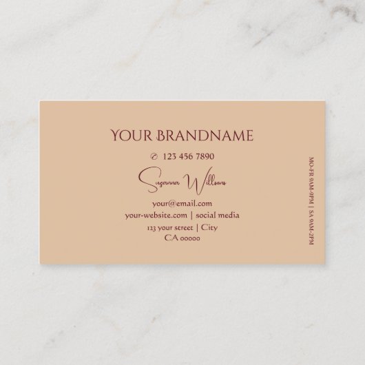 Moderne Schlichte Tanbeige mit Monogramm Eleganter Visitenkarte (Rückseite)