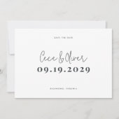 Moderne, schlichte Typografie-Hochzeit rettete die Save The Date (Vorderseite)