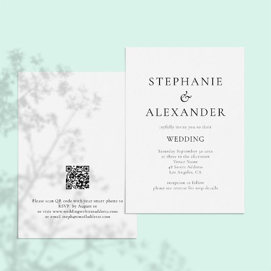 Moderne Schlichte Typografie QR Code Wedding Einladung