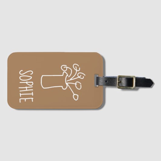 Moderne, schlichte, weiße Blume Gepäckanhänger (Vorderseite (Horizontal))