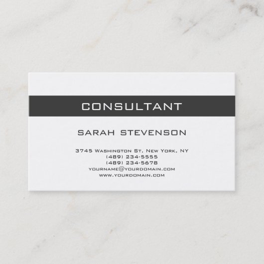 Moderne, Schlichte White Consultant Business Card Visitenkarte (Vorderseite)