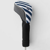 Moderne schmale Nautische Marine blau und weiß ges Golf Headcover (angewinkelt)