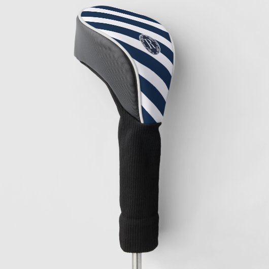 Moderne schmale Nautische Marine blau und weiß ges Golf Headcover (angewinkelt)