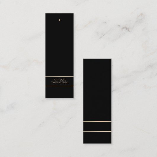 Moderne & schmale, schwarze & goldene Geschenketik Mini Visitenkarte (Vorne/Hinten)