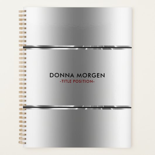 Moderne, schmale Silber- und schwarze Streifen Planer (Vorderseite)