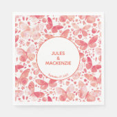 Moderne Schmetterlinge Aquarellfarbe Rosa Serviette (Vorderseite)