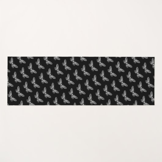 Moderne Schmetterlinge Black Yoga Mat Yogamatte (Vorderseite (Horizontal))