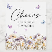 Moderne Schmetterlinge Brautparty Cheers Weinetikett (Einzelnes Label)