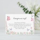 Moderne Schmetterlinge Brautparty Honeymoon Wish Begleitkarte (Stehend Vorderseite)